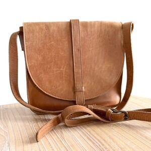Able Tirhas Crossbody Saddlebag Cognac Brown Leather Handmade in Ethiopia
